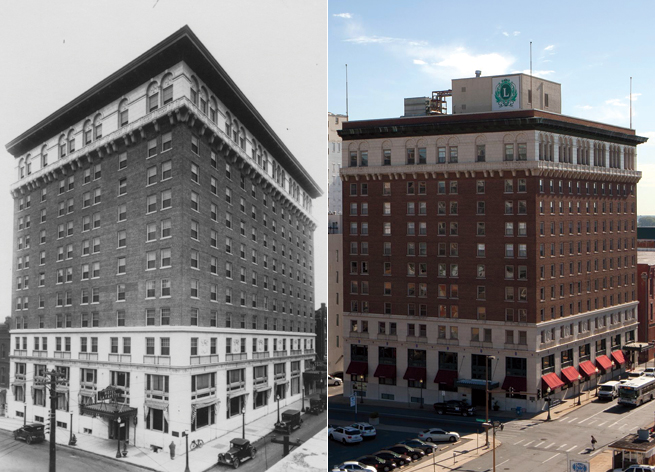 The Lafayette Hotel, ca. 1920. (left) and the building as it looks today. Learn more about the architecture and history of the Lafayette Building at the Aug. 3 Sandwiching in History tour.